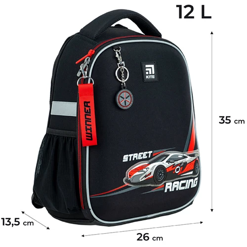 Рюкзак каркасный Kite K24-555S-5 Education 555 Racing (K24-555S-5): Возрастная группа от 6 до 10 лет