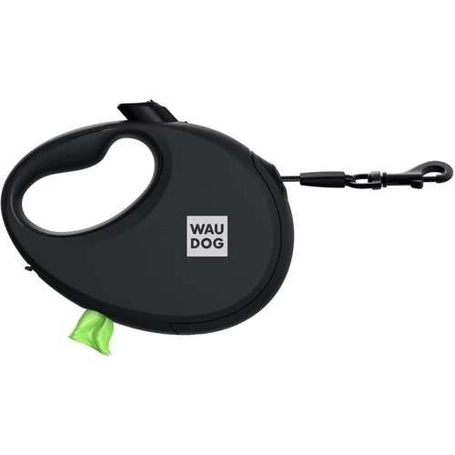 Поводок-рулетка для собак WAUDOG R-leash с контейнером для пакетов L черный до 40 кг 5 м (26291): Тип шнура Лента