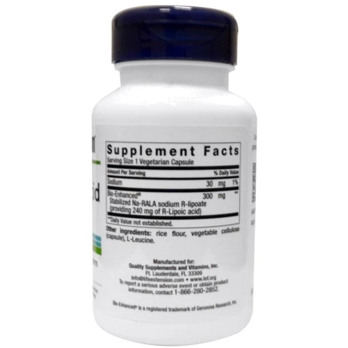 Life Extension Super R-Lipoic Acid 240 mg 60 Veg Caps R-ліпоєва кислота: Тип Альфа-ліпоєва кислота