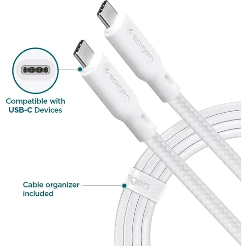 Кабель Spigen Cable USB-C to USB-C DuraSync 60W 1.5m White (000CA25703) фото 4