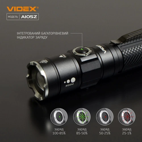 Фонарь туристический Videx 1200Lm 5000K (VLF-A105Z): Дальность подсветки, м 215