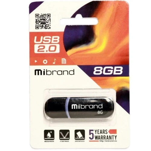 USB-флешка Mibrand 8GB Panther USB 2.0 Black (MI2.0/PA8P2B): Стандарт USB USB 2.0