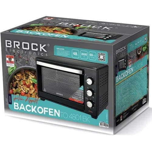 Электродуховка настольная BROCK TO 4801 BK: Размеры 63.5х36x50 см