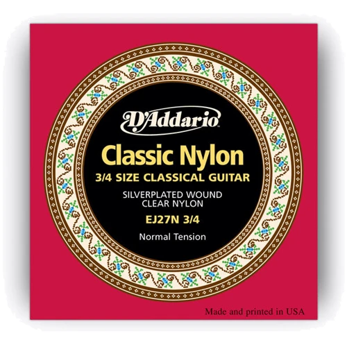 Струна для гитар Струны D`ADDARIO EJ27N 3/4 STUDENT CLASSICS NORMAL TENSION 3/4