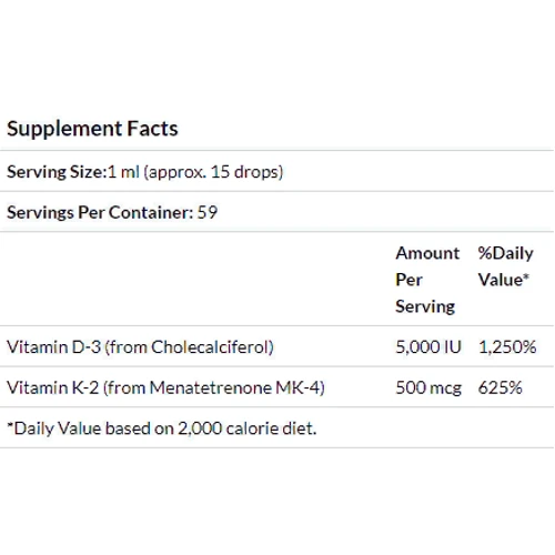 KAL, Vitamin D-3 K-2 Drop Ins, Natural Citrus Flavor, 2 fl oz (59 ml) (CAL41369): Пол Унисекс