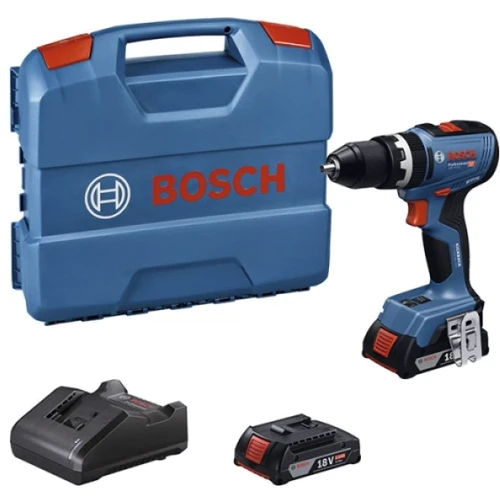 Аккумуляторная бесщеточная ударная дрель-шуруповерт Bosch GSB 18V-65 + 2 x аккумуляторные батареи GBA 18V 2.0 Ah + Зарядное устройство GAL 18V-20 Professional + L-Case (06019N3100)