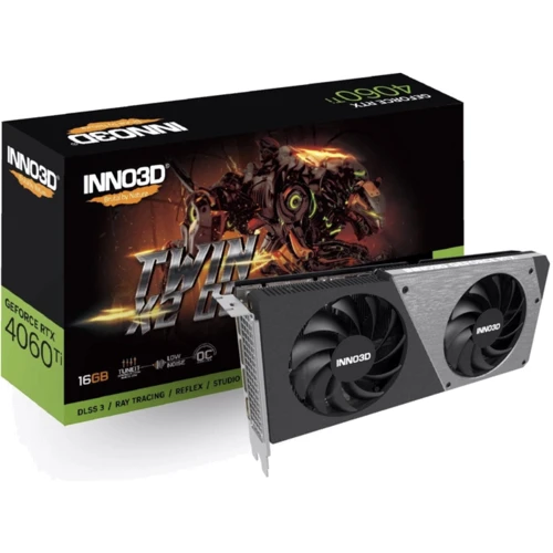 Видеокарта INNO3D GeForce RTX 4060 Ti 16GB TWIN X2 OC (N406T2-16D6X-178055N): Объем памяти, Гб 16