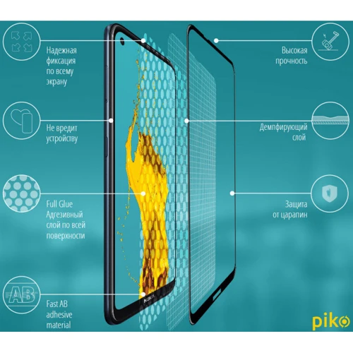 Аксесуар для смартфона Piko Tempered Glass Full Glue Black for Oppo A15: Тип захисне скло