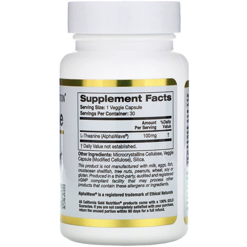California Gold Nutrition L-Theanine, AlphaWave, Supports Relaxation, Calm Focus, 100 mg, 30 Veggie Capsules: Стать унісекс