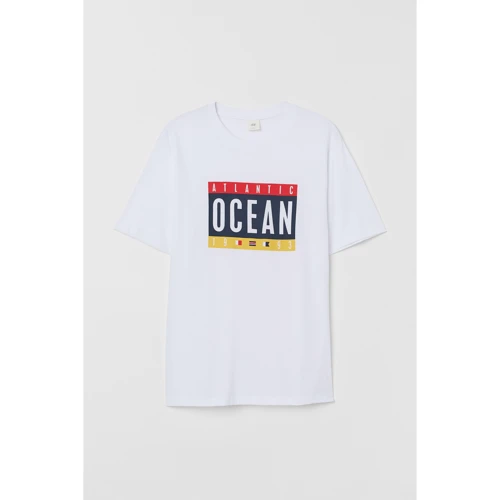 Футболка H&M 6999239 XS белая с принтом