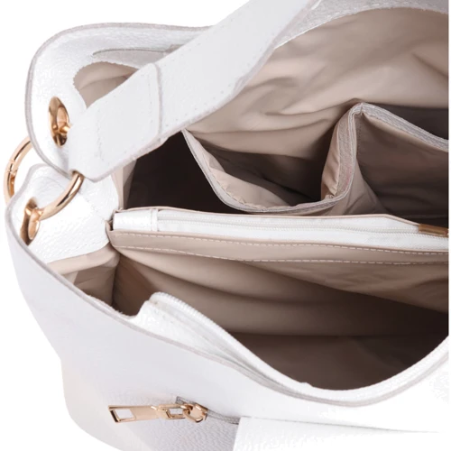 Женская сумка-мешок Ricco Grande белая (1L916-white): Тип ручки На цепочке, Плечевой ремень, Длинная ручка