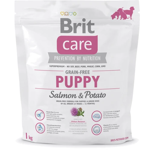 Сухой корм для щенков и молодых собак Brit Care GF Puppy Salmon & Potato с лососем 1 кг (8595602510078)