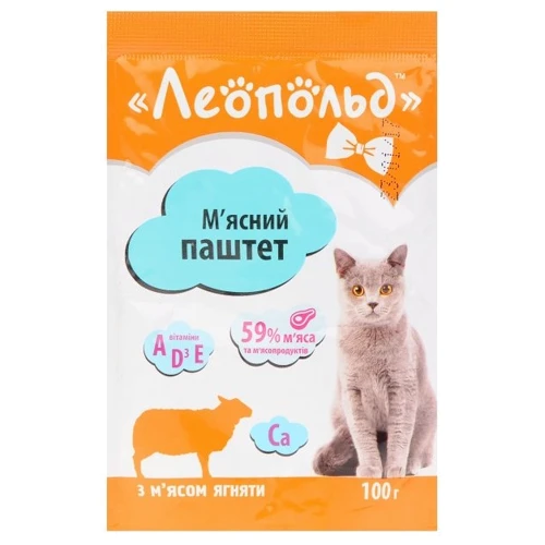 Влажный корм для кошек Леопольд Паштет-мусс с ягненком 100 г 