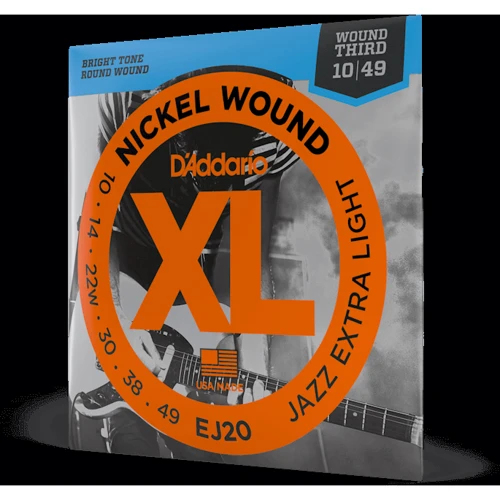 Струна для гитар Струны для электрогитар D'ADDARIO EJ20 XL NICKEL WOUND JAZZ EXTRA LIGHT (10-49): Тип Комплект струн