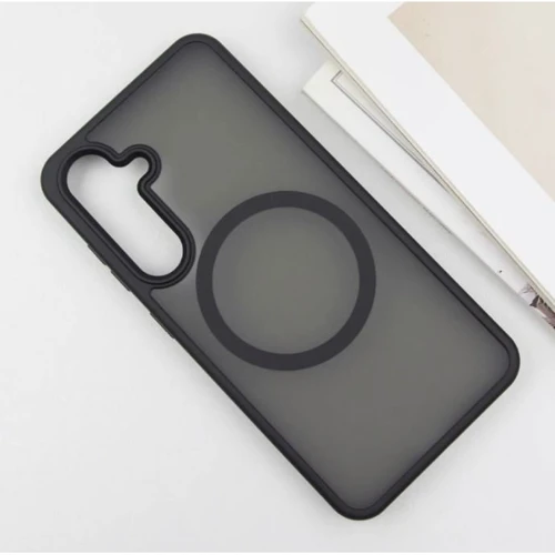 Чехол для телефонов Mobile Case TPU+PC Metal Buttons with MagSafe Colorful Black for Samsung S936 Galaxy S25 Plus: Цвет черный