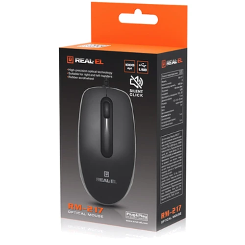 Мышь REAL-EL RM-217 Black (EL123200038): Количество кнопок 3