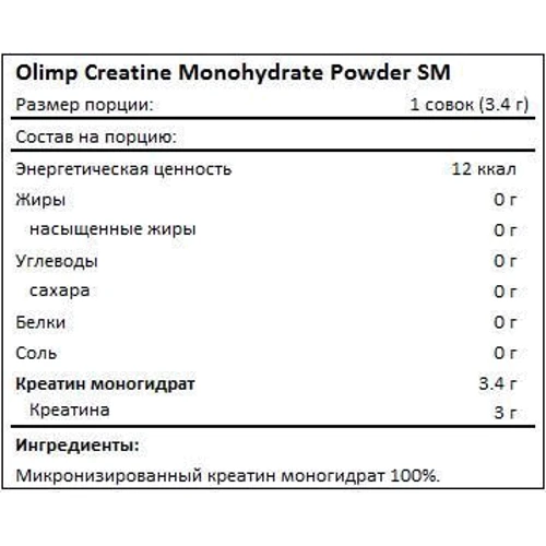 Креатин Olimp Creatine Monohydrate powder 250 g /83 servings/: Пол Унисекс