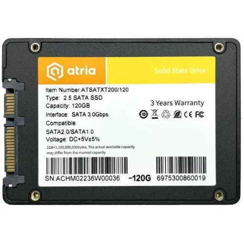 ATRIA XT200 120 GB (ATSATXT200/120): Тип накопичувача внутренний