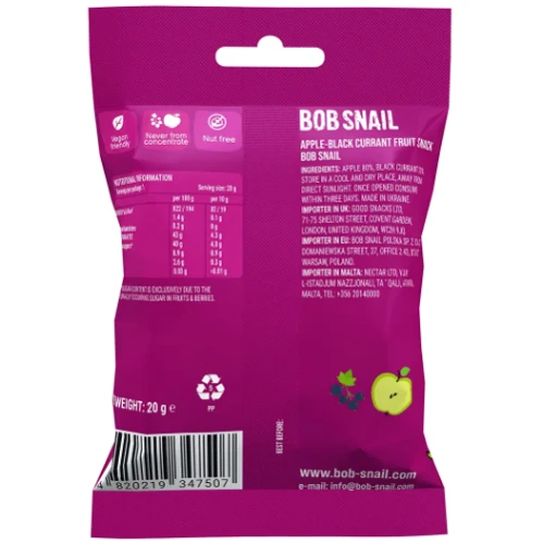 Фруктовый снек Равлик Боб Fruit Snack яблоко-черная смородина 40 г (1740861) фото 6