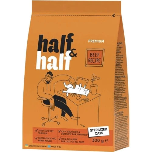 Сухой корм Half & Half для стерилизованных кошек с говядиной 300 г (4820261920932)