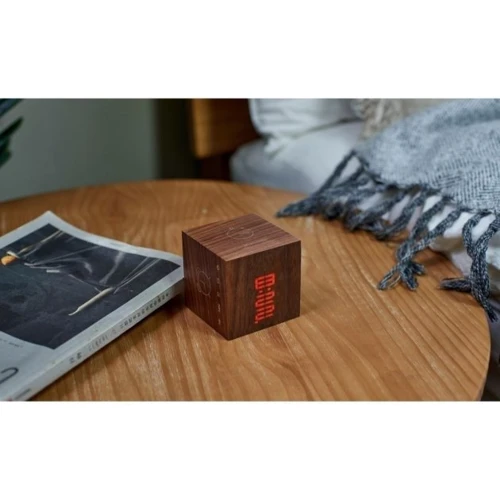 Годинник-будильник Gingko Cube Англія настільний на акумуляторі дерево горіх (G028WT) фото 3