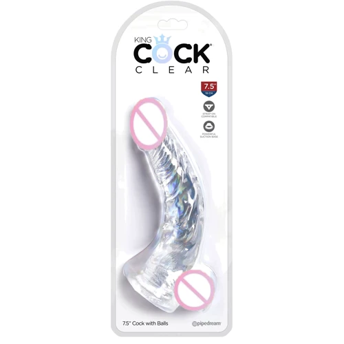 Pipedream King Cock 7.5 In Cock w Balls - Реалистичный фалоимитатор на присоске (прозрачный)