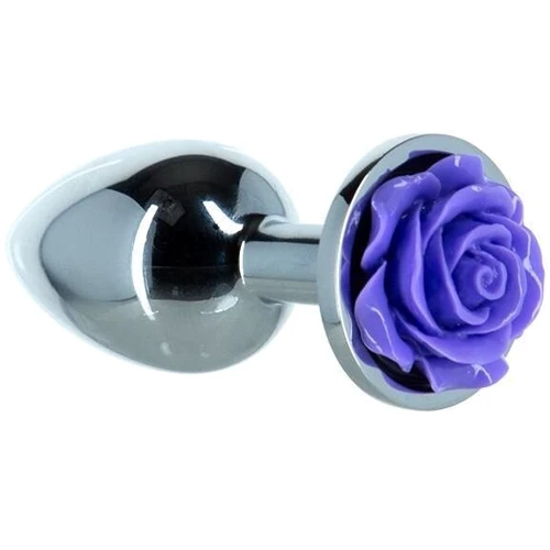 Металлическая анальная пробка LUX Active с розой - Rose Anal Plug - Purple, вибропуля в подарок