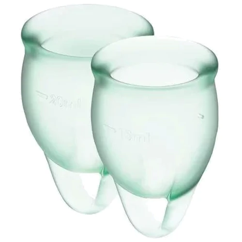 Набір менструальних чаш Satisfyer Feel Confident (light green), 15мл і 20мл, мішечок для зберігання: Тип набір