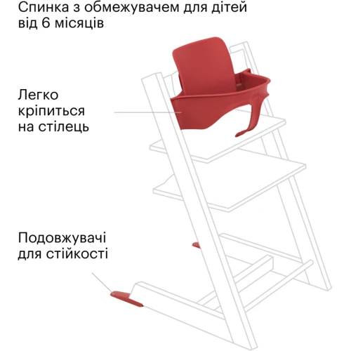 Набор Stokke Tripp Trapp Baby Set Стульчик и спинка с ограничителем от 6 месяцев Warm Red (k.100136.15)