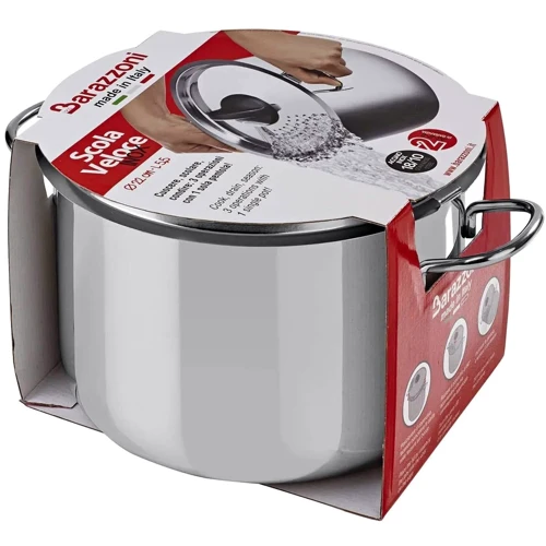 Каструля Barazzoni Scola Veloce Inox для пасти та овочів з кришкою 22 см 5.5 л (42014802280): Обсяг, л 5.5