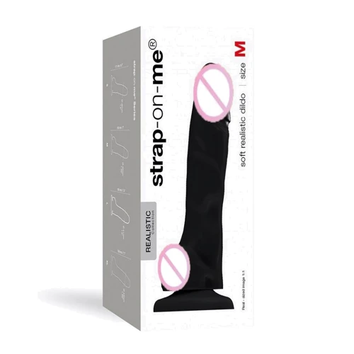 Реалистичный фаллоимитатор Strap-On-Me SOFT REALISTIC DILDO Black - Size M