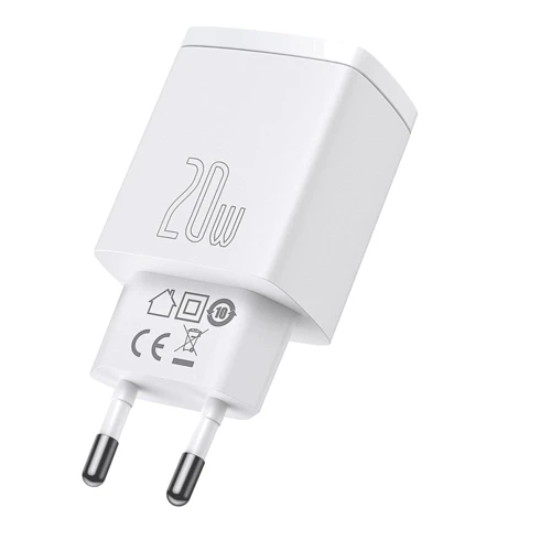 Зарядний пристрій Baseus Wall Charger USB+USB-C 20W White (CCXJ-B02): Сила струму 2.4А и более