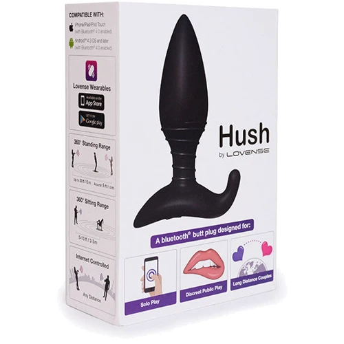 Анальная пробка со смарт-приложением. Для пар и моделей-вебкам Lovense Hush средняя, 12x4.45 см