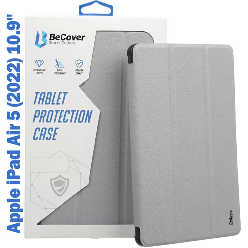 Аксессуар для iPad BeCover Direct Charge Pen with Pencil mount Gray for iPad Air 2020/iPad Air 2022 (708778): Особенности отделение для стилуса, Надежная защита от царапин и загрязнений, Приятен на ощупь, Складывается в по