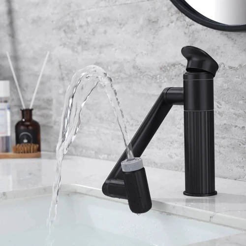 Смеситель для раковины Lefton 360° Rotatable Single-Hole Bathroom Faucet-BF2208 Matt Black: Термостат Нет
