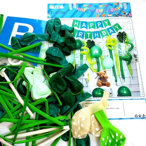 Прикраса приміщень Фотозона з повітряних кульок T-8706 Happy birthday зелена фото 1