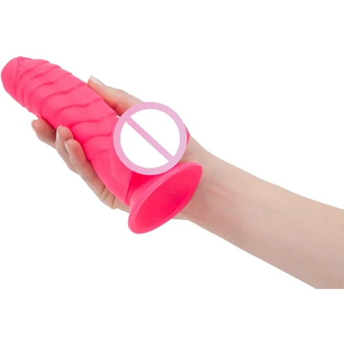 Ребристый фаллоимитатор на присоске ADDICTION - Tom 7″ Dildo With Balls - Pink + вибропуля