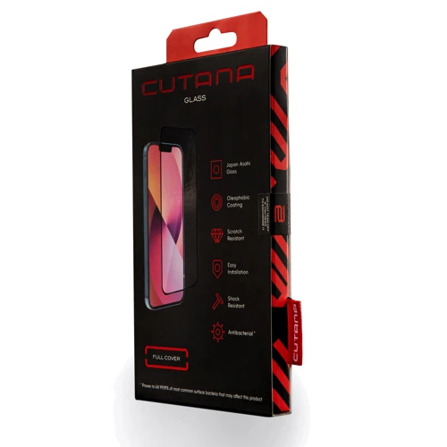 Защитное стекло для iPhone Cutana Tempered Glass Antibacterial Full Coverage Black for iPhone 14 | 13 | 13 Pro фото 5