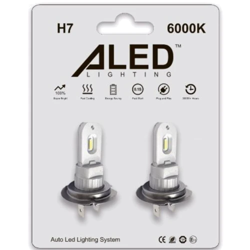 Світлодіодні лампи ALed H7 6000K 13W H7A01 (2шт): Світловий потік, Лм 3000