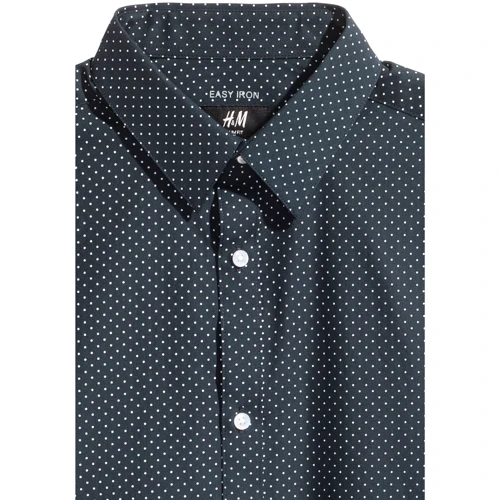 Рубашка H&M 4005314 48 синяя с длинным рукавом: Тип застежки На пуговицах