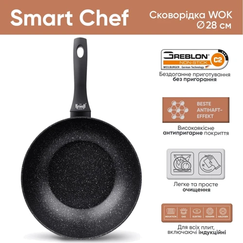 Сковорода Wok Krauff Smart Сhef 28 см (27590): Диаметр, см 28