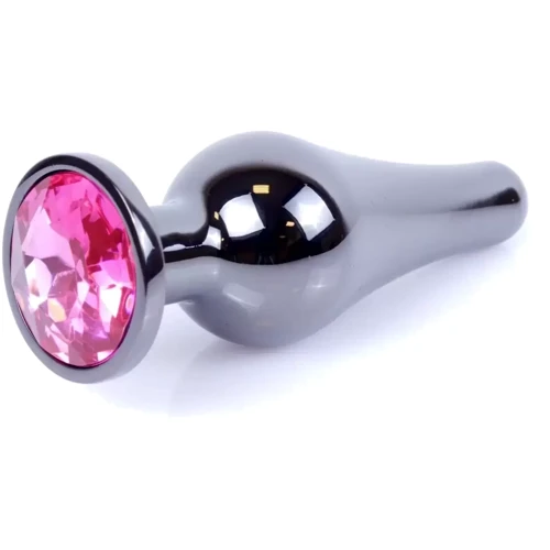 Анальная пробка с кристаллом BOSS of TOYS Boss Series - Jewellery Dark Silver BUTT PLUG Pink, BS6400053