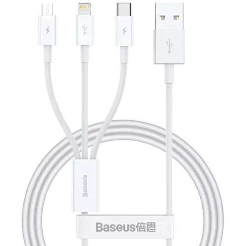 Кабель Baseus USB Cable to Micro USB/Lightning/Type-C Superior Series Fast Charging Data 3.5A 1m White (P10320105221-00)