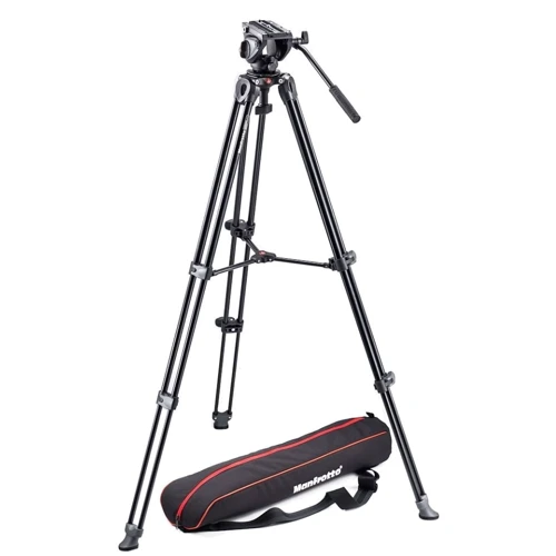 Manfrotto MVH500A Fluid Drag Video Head with MVT502AM Tripod and Carry Bag