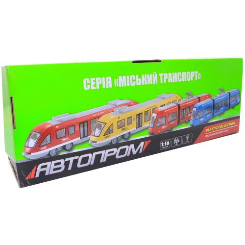 Машинка игрушечная Автопром Электричка 43х6х9 см, желтый (7954AB)