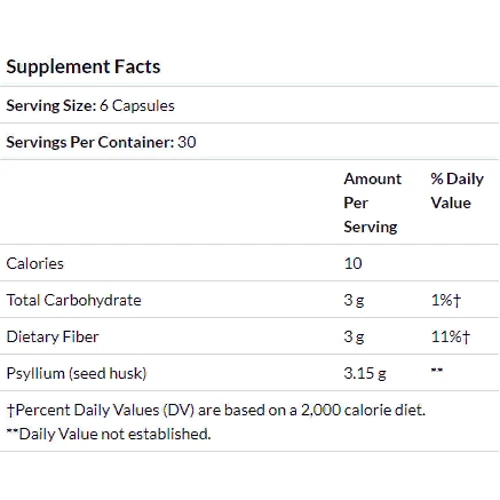 Nature's Way, Psyllium Seed Husk, 3,150 mg, 180 Vegan Capsules (NWY15354): Пол Унисекс