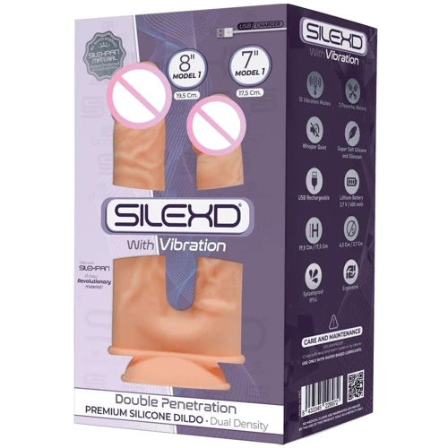 Фаллоимитатор двойной с вибрацией SilexD Double Gusto Flesh Motor (Model 1 size 8" & 7"), двухслойны