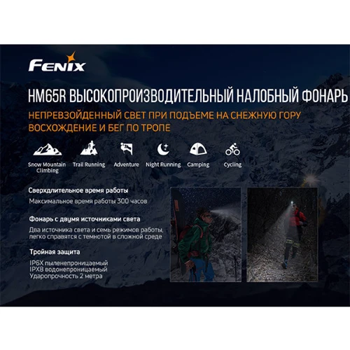 Фонарь туристический Фонарь налобный Fenix HM65R: Вес, г 69.5