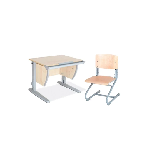 Стіл універсальний трансформований СУТ.14 (75 см * 61 см) + Стілець СУТ.01-01 клен / сірий з малюнком (фрегат): Вік дитини від 6-ти років