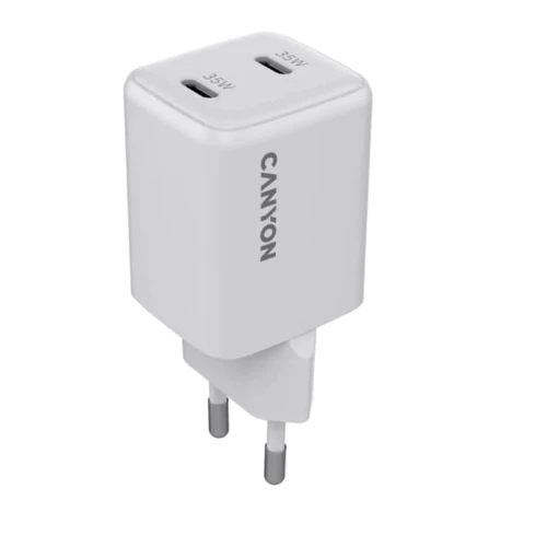Зарядний пристрій Canyon Wall Charger 2xUSB-C CU35CC GaN 35W White (CNS-CUW35CC)